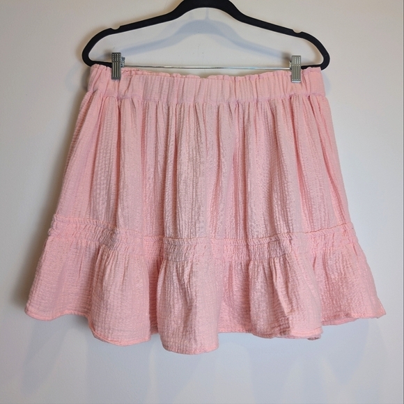 Cotton On Curvy Gauze Pink Smocked Frill Skirt Size 16 - Picture 2 of 6